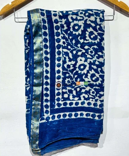 Original Block Printed Cotton Jari Dupatta / Scarf – 42x74 Inch